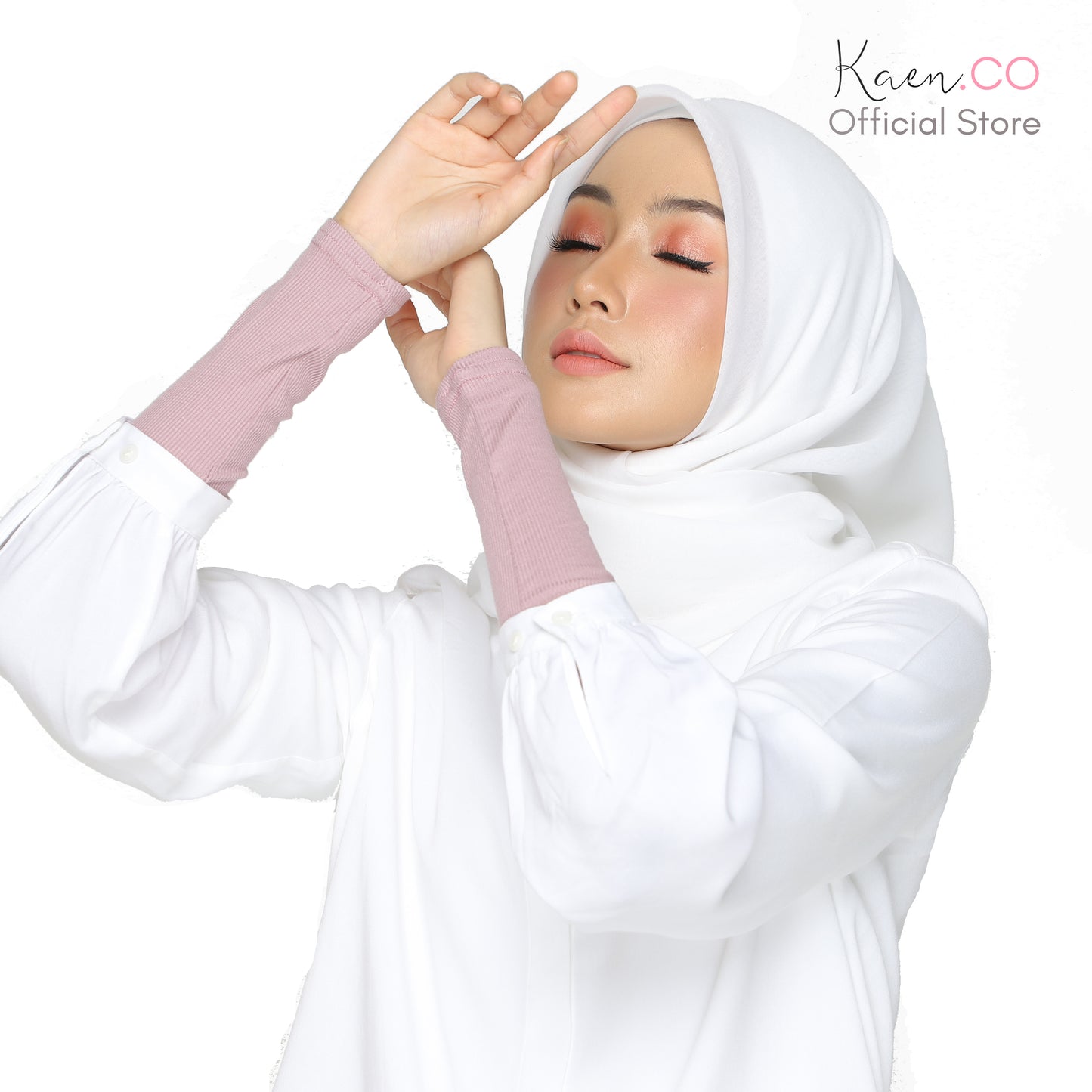 Ribbed Arm Sleeves in Ash Pink