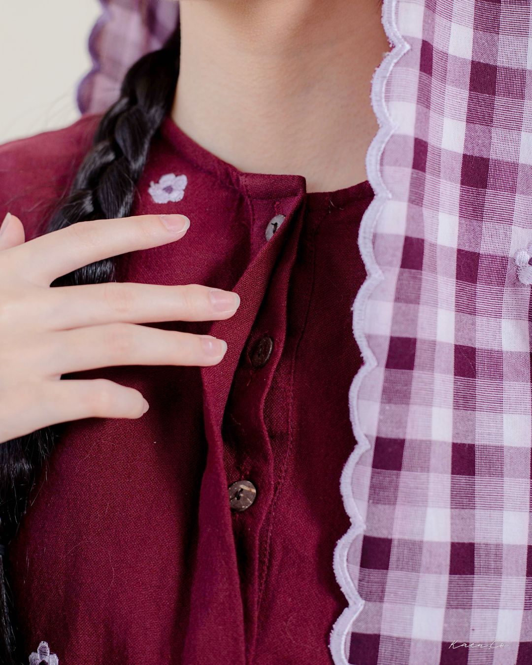 Laima Kurung in Aubergine | Raya 2026 Klasik Sulam