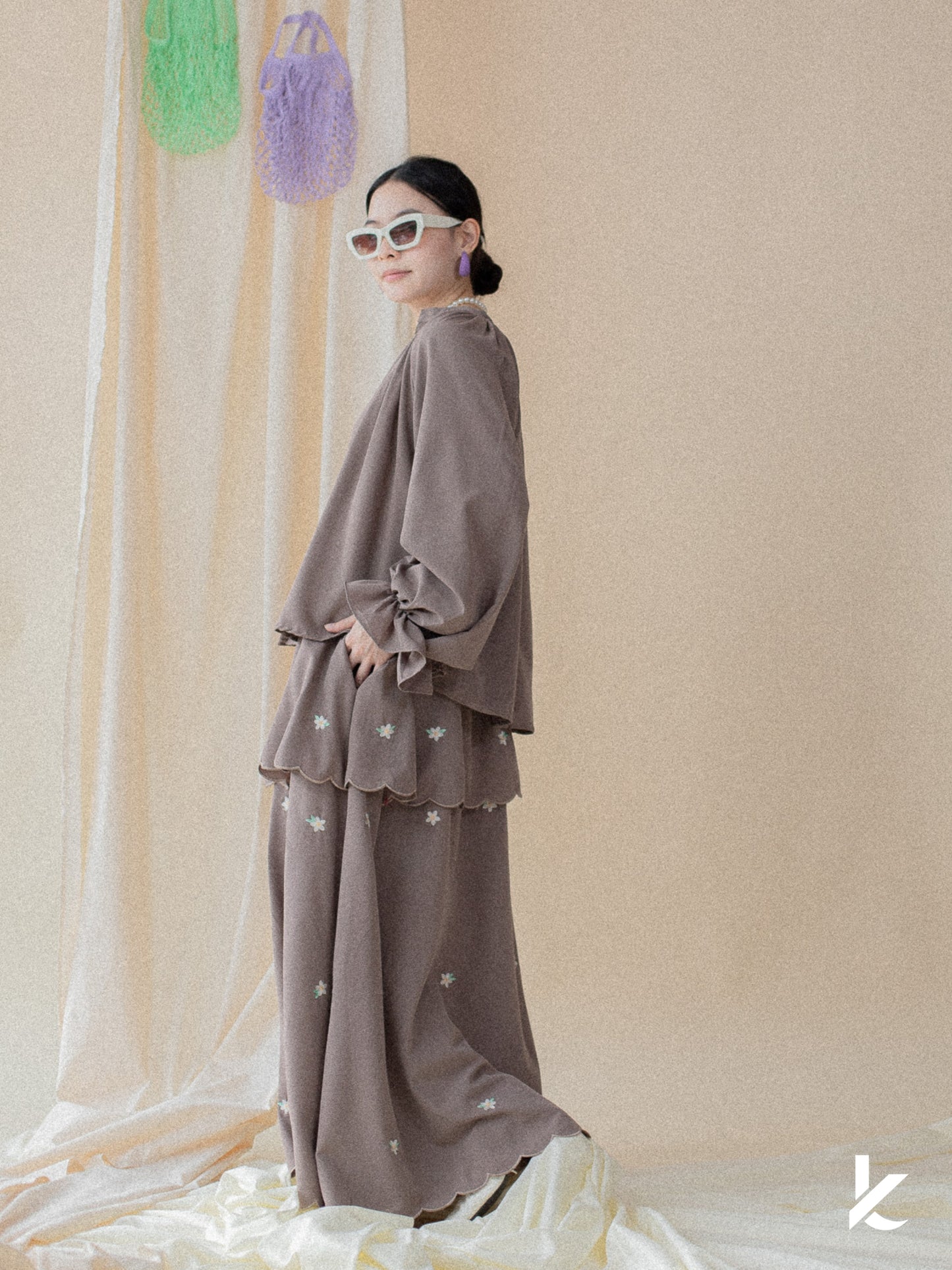 Ruya Embroidery Set in Chocolate Milk