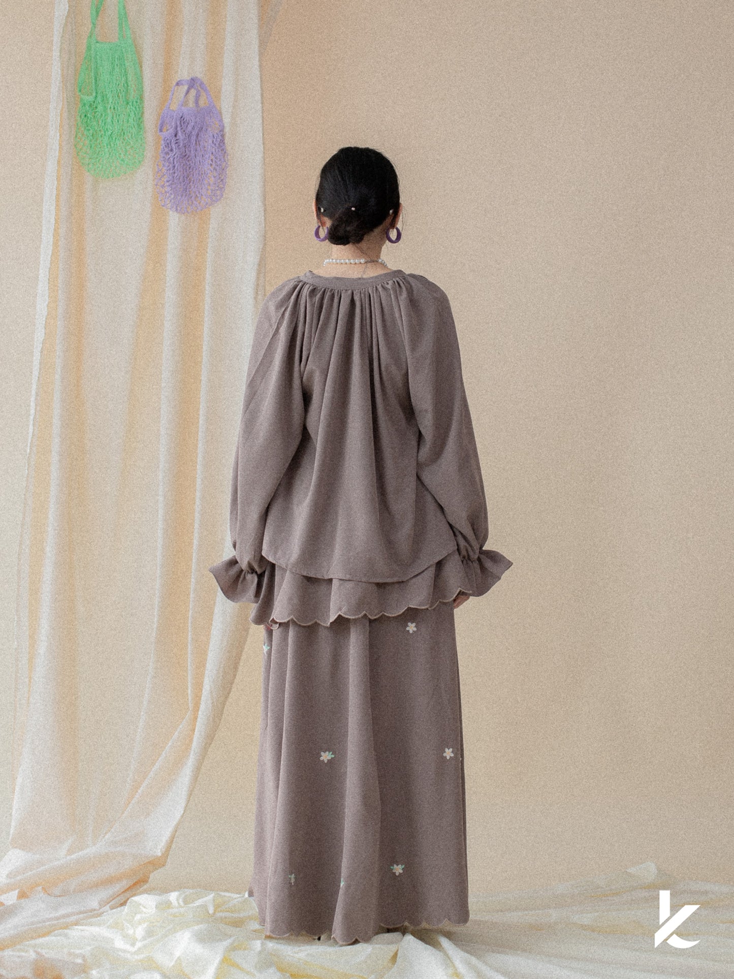 Ruya Embroidery Set in Chocolate Milk