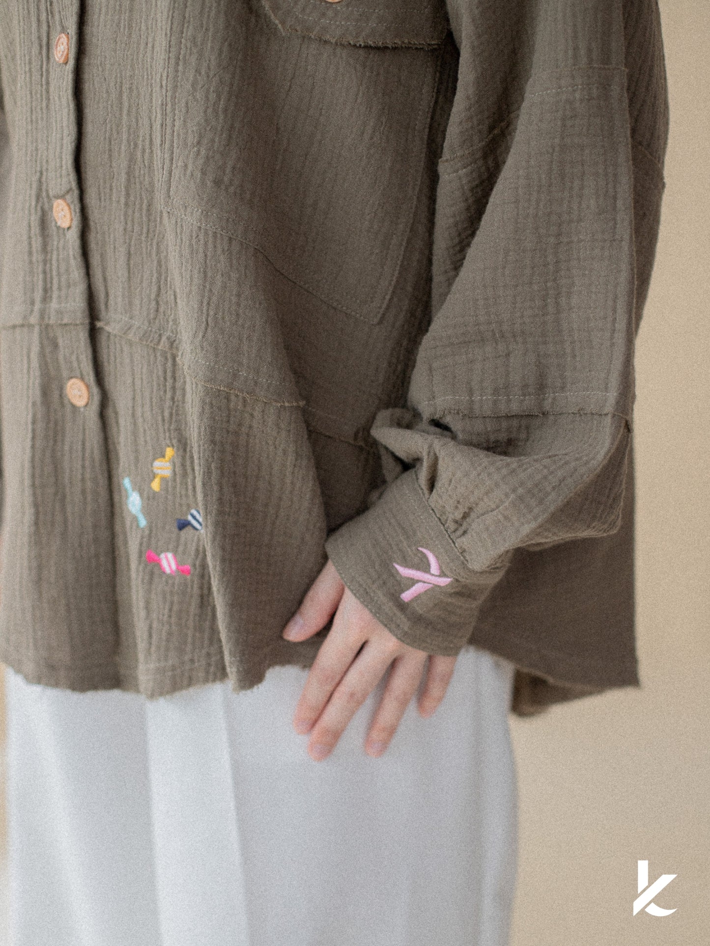Candys Top in Moss Green