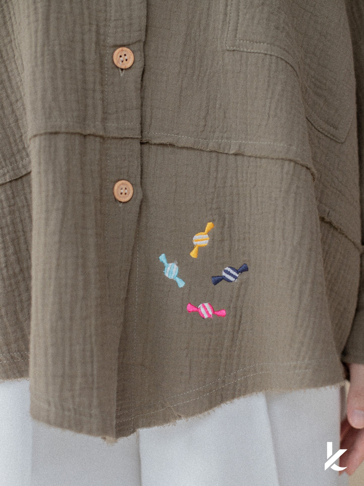 Candys Top in Moss Green