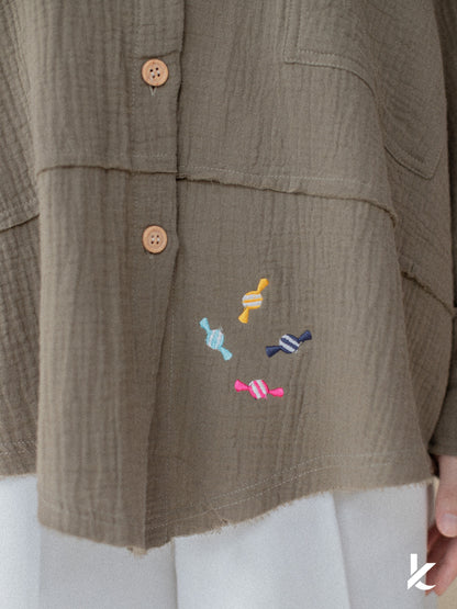 Candys Top in Moss Green