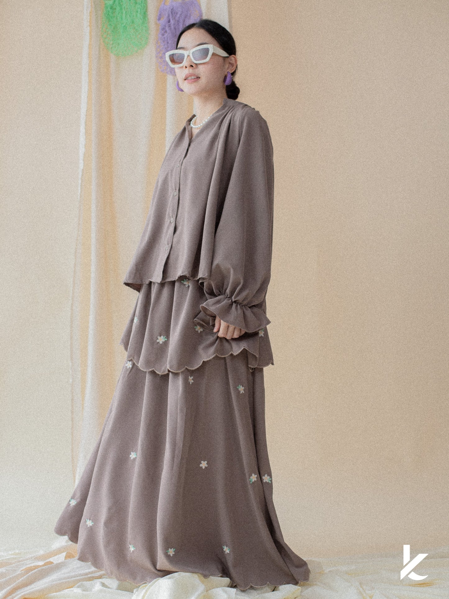Ruya Embroidery Set in Chocolate Milk