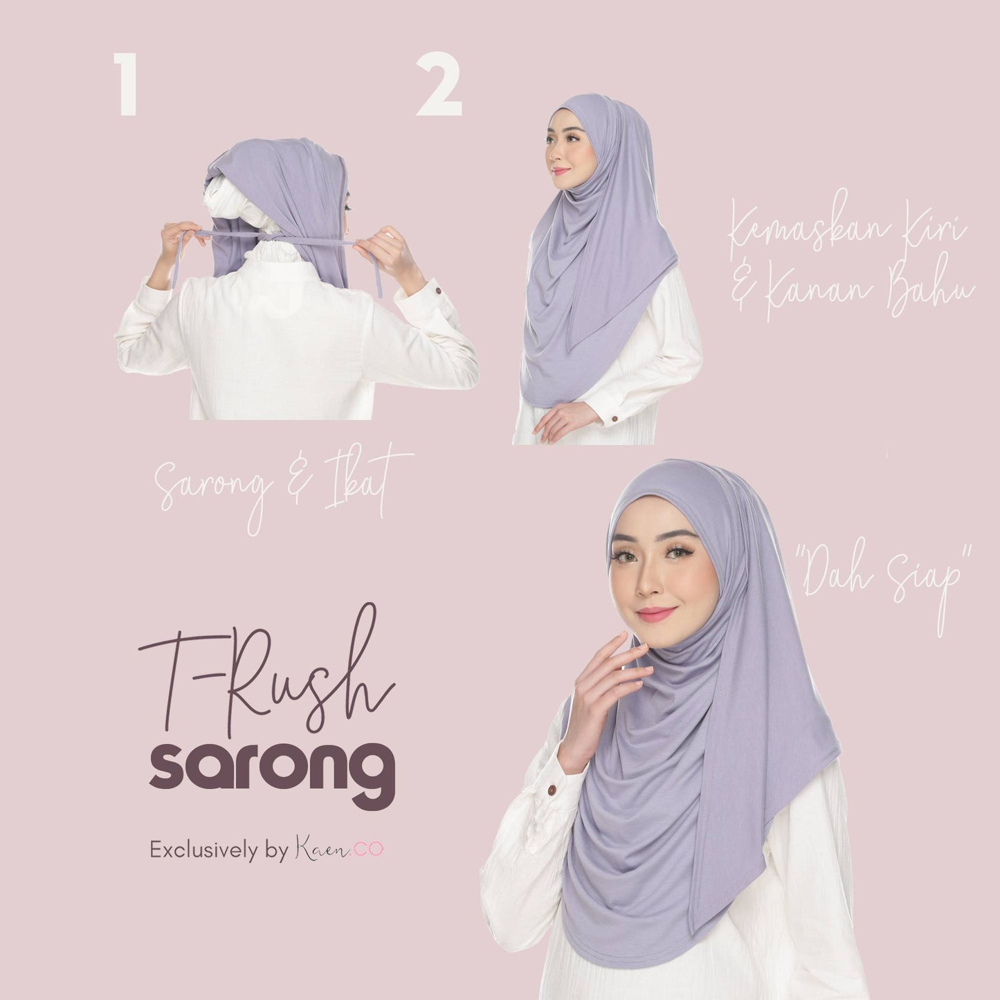 T-Rush Sarong (Tudung Instant) - Haze Pink