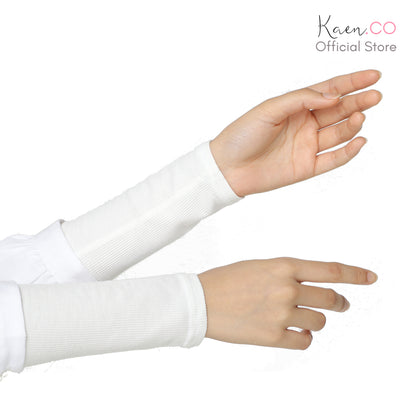 Ribbed Arm Sleeves in Off White