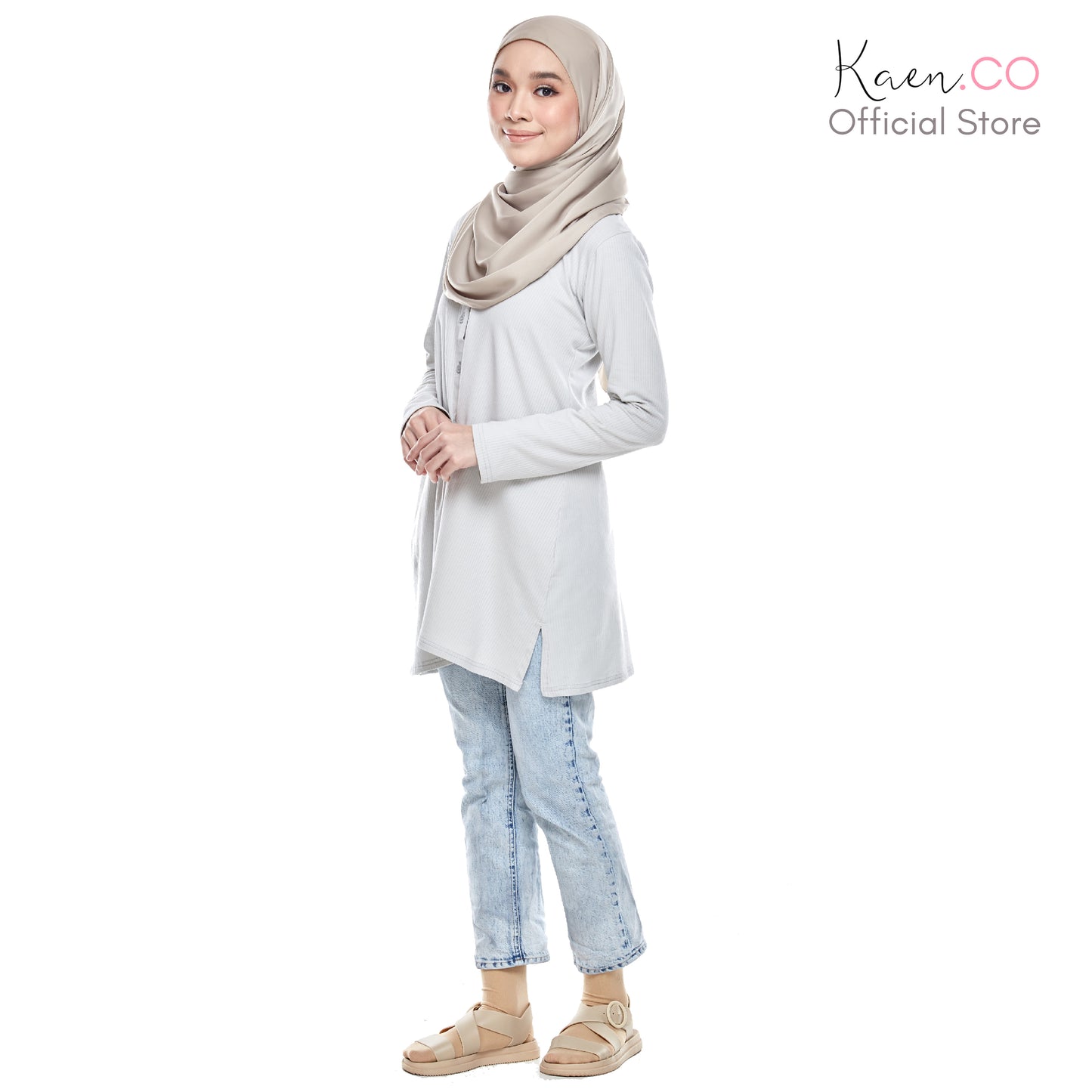 FEIV Long Cardigan Blouse in Light Grey (Top)
