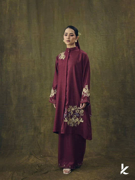 Kakanda Kurung Jerau + FREE Selendang | Baju Kurung Sulam Klasik Raya 2025