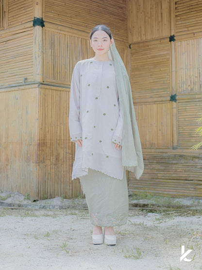 [AS IS No Selendang] Laima Kurung Bumi | Baju Kurung Sulam Klasik 2025