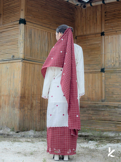 [AS IS] Laima Kurung Kesumba + FREE Selendang | Baju Kurung Sulam Klasik 2025