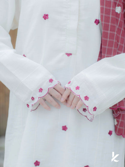 [AS IS] Laima Kurung Kesumba + FREE Selendang | Baju Kurung Sulam Klasik 2025
