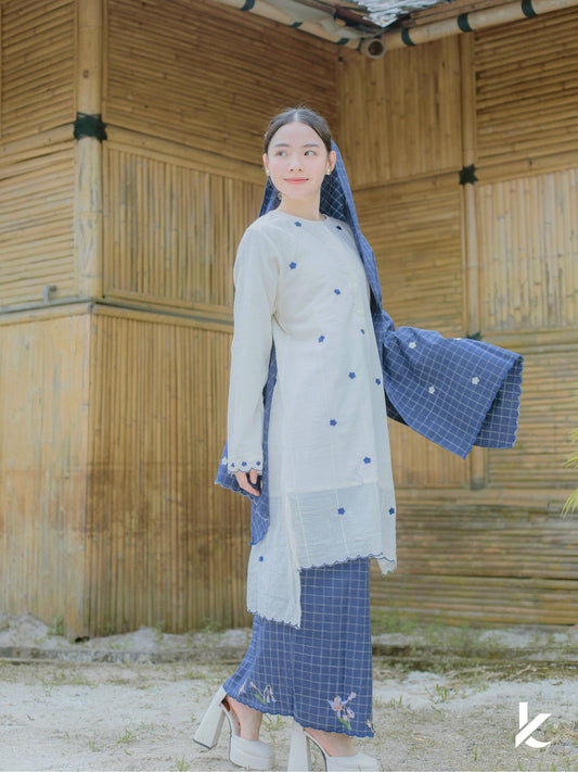 (No Selendang) Laima Kurung Mega + FREE Selendang | Baju Kurung Sulam Klasik 2025