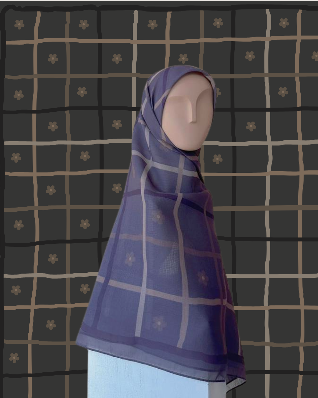 Bawal Playful in Plum Grid