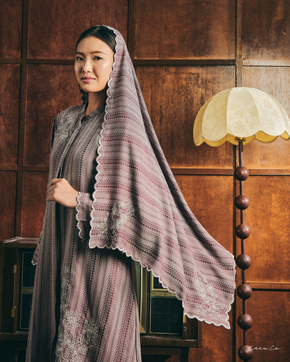 Som in Burgundy + FREE Selendang | Baju Kurung Sulam Klasik Raya 2026