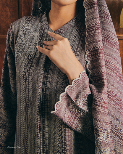 Som in Burgundy + FREE Selendang | Baju Kurung Sulam Klasik Raya 2026