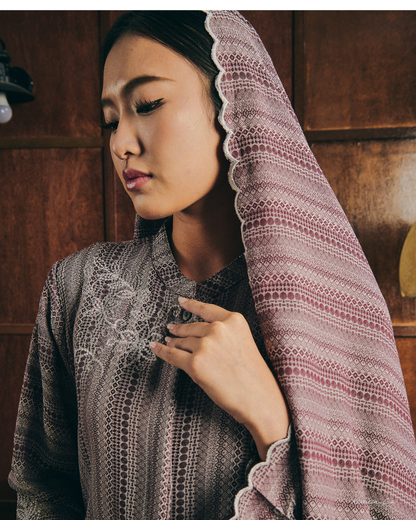 Som in Burgundy + FREE Selendang | Baju Kurung Sulam Klasik Raya 2026