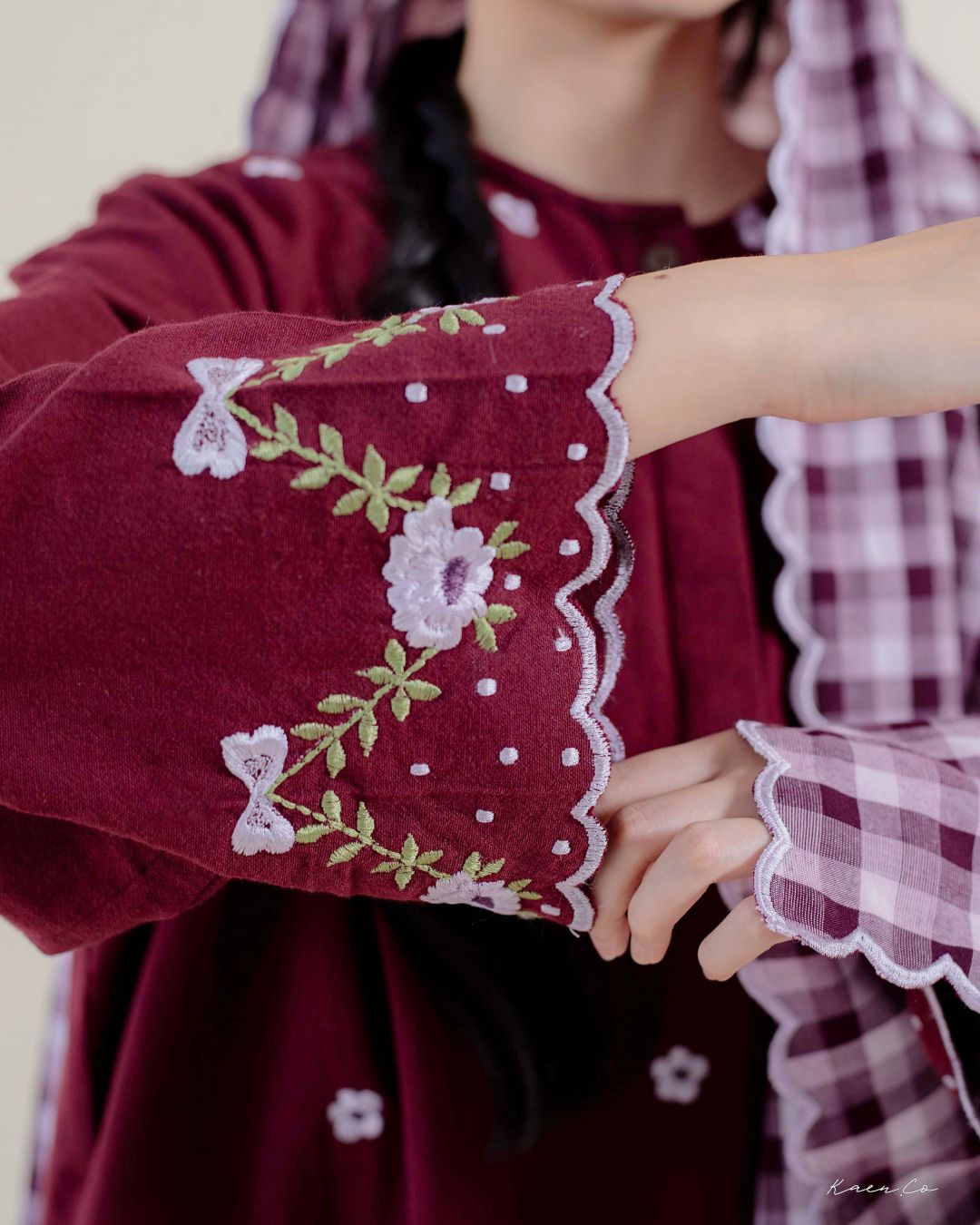Laima Kurung in Aubergine | Raya 2026 Klasik Sulam